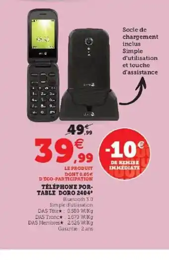 Hyper U Téléphone portable doro 2404 offre