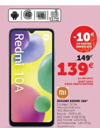 Hyper U Xiaomi redmi 10a offre