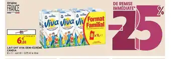Intermarché Hyper Lait uht viva demi-écrémé candia offre