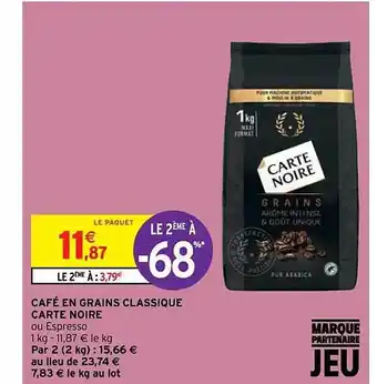 Intermarché Hyper Café en grains classique carte noire offre