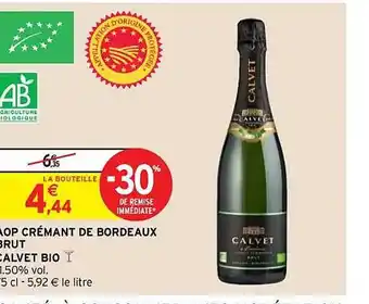 Intermarché Hyper Aop crémant de bordeaux brut calvet bio offre