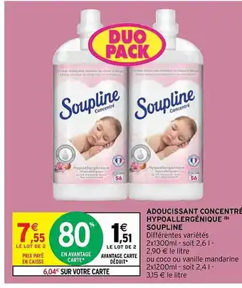 Intermarché Hyper Adoucissant concentré hypoallergénique soupline offre