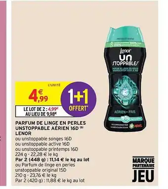 Intermarché Hyper Parfum de linge en perles unstoppable aérien 16d lenor offre
