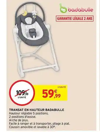 Transat en hauteur badabulle