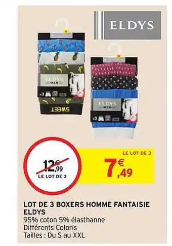Intermarché Hyper Lot de 3 boxers homme fantaisie eldys offre