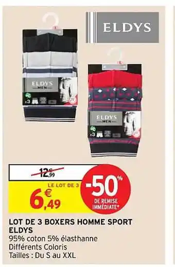 Intermarché Hyper Lot de 3 boxers homme sport eldys offre