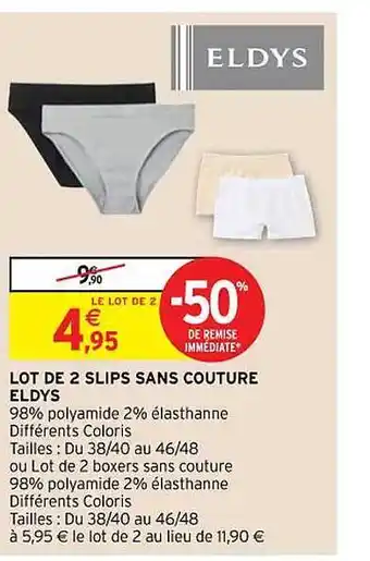Intermarché Hyper Lot de 2 slips sans couture eldys offre