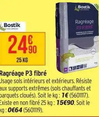 Ragréage p3 fibré bostik