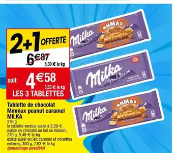 Migros Tablette de chocolat mmmax peanut caramel milka offre