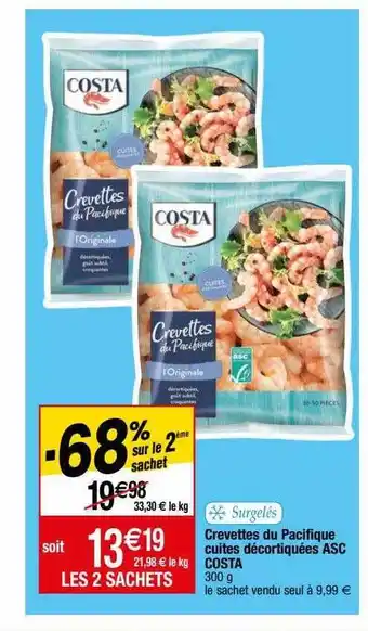 Migros Crevettes du pacifique cuites décortiquées asc costa offre