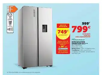 Super U Réfrigérateur américain 519l hisense offre