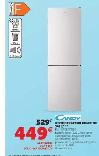 Super U Réfrigérateur combiné 342l candy offre