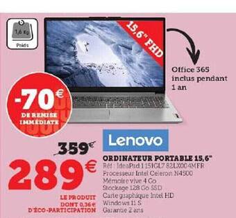 Super U Ordinateur portable 15,6 offre