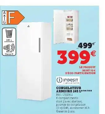 Super U Congélateur armoire 245l indesit offre