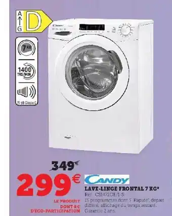 Super U Lave-linge frontal 7 kg candy offre