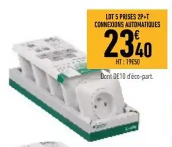 Brico Cash Lot 5 prises 2P+T connexions automatiques offre