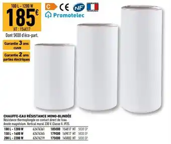 Brico Cash Chauffe-eau résistance mono-blindée offre