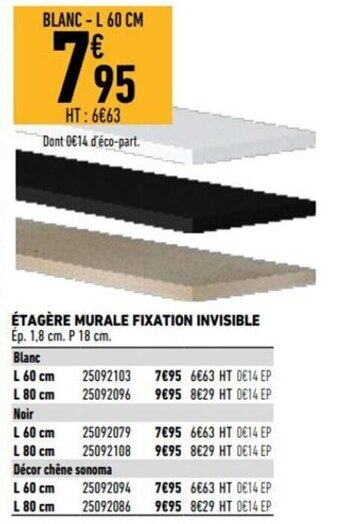 Brico Cash Étagère murale fixation invisible offre