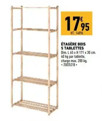 Brico Cash Étagère bois 5 tablettes offre