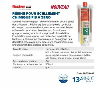 Résine pour scellement chimiques fis v zero