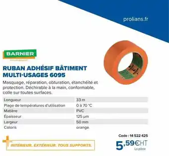 Ruban adhésif bùtiment multi-usages 6095 barnier