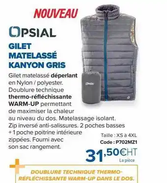 Prolians Gilet matelassé kanyon gris opsial offre