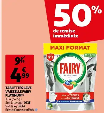 Auchan Fairy platinum tablettes lave vaisselle offre