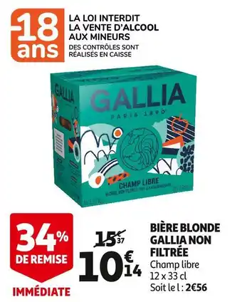 Auchan Gallia bière blonde non filtrée offre
