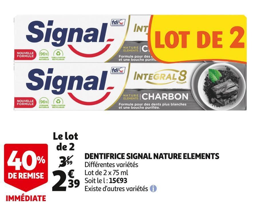 Promo Signal dentifrice nature elements chez Auchan