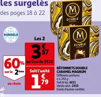Auchan Magnum bâtonnets double caramel offre