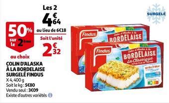 Auchan Findus colin d'alaska à la bordelaise surgelé offre