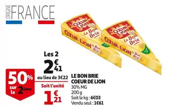 Auchan Coeur de lion le bon brie offre