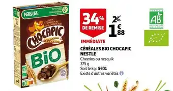 Auchan Nestle céréales bio chocapic offre