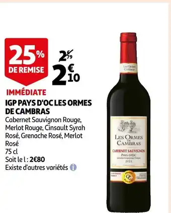 Auchan Les ormes de cambras igp pays d'oc offre