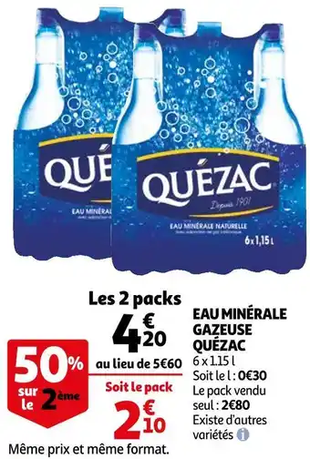 Auchan Quézac eau minérale gazeuse offre