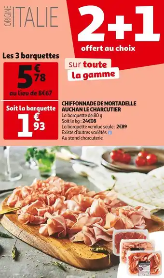 Auchan Auchan le charcutier chiffonnade de mortadelle offre