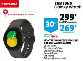 Auchan Samsung montre connectée galaxy watch 5 40mm offre