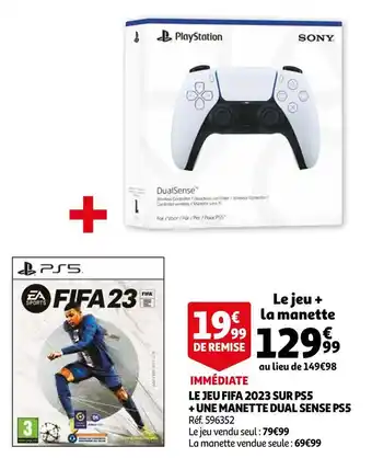 Auchan Le jeu fifa 2023 sur ps5 + une manette dual sense ps5 offre