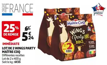 Auchan Maître coq lot de 2 wings party offre