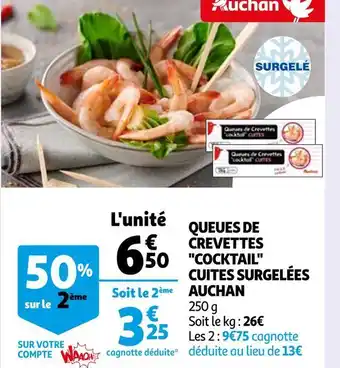 Auchan Auchan queues de crevettes cocktail cuites surgelées offre