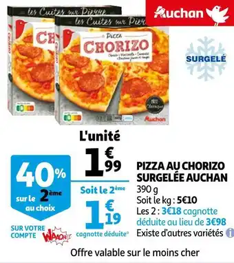 Auchan Auchan pizza au chorizo surgelée offre