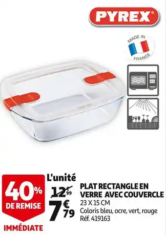 Auchan Pyrex plat rectangle en verre avec couvercle offre