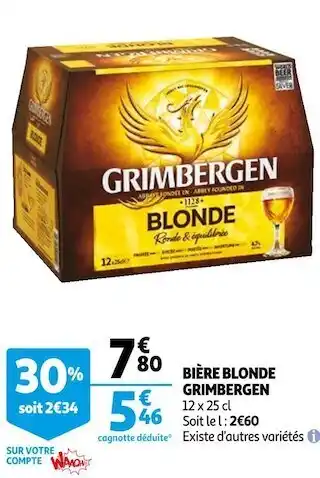 Auchan Grimbergen bière blonde offre