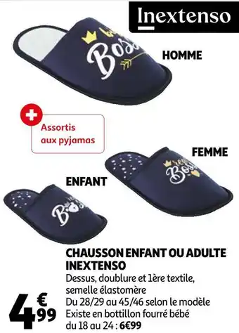 Auchan In extenso chausson enfant ou adulte offre