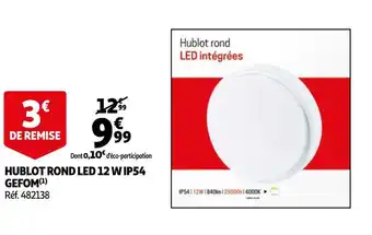 Auchan Gefom hublot rond led 12 w ip54 offre