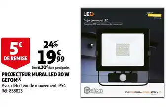 Auchan Gefom projecteur mural led 30 w offre