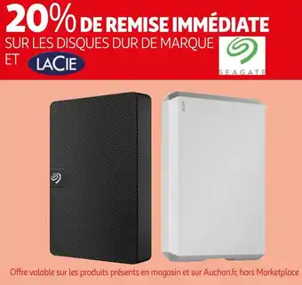 Auchan Seagate / lacie bon plan sur les disques dur de marque seagate et lacie offre