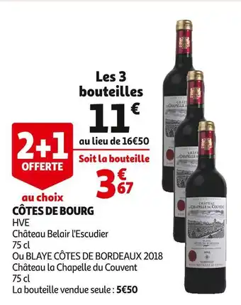 Auchan Château belair l'escudier / château la chapelle du couvent côtes de bourg offre