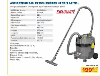 Prolians Aspirateur eau et poussières nt 22-1 ap te l offre