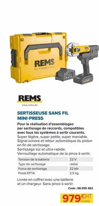 Sertisseuse sans fil mini-press rems